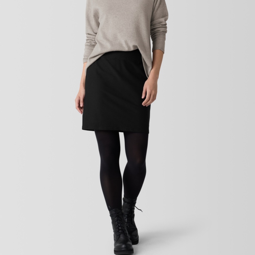 Eileen Fisher Black Stretch Crepe Skirt